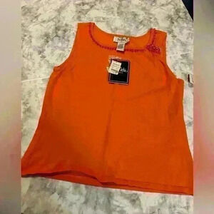 NWT Bob Mackie Orange Silk Blend Tank Top Beaded Embellishments Size 8